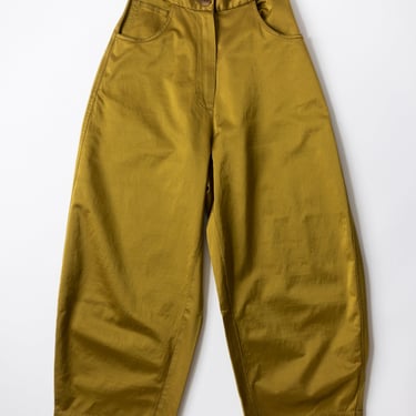 Satin Curved Pants in Woodbine