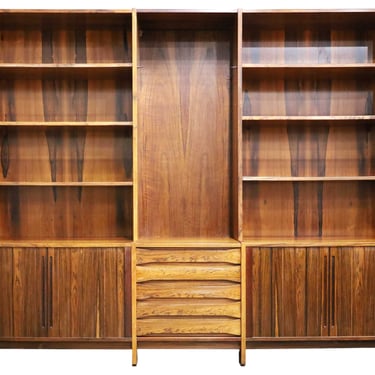 Large Mid Century Modern Rosewood Bookcase and Storage Cabinet