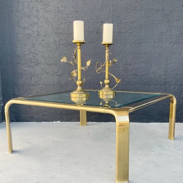 Midcentury John Widdicomb Solid Brass Waterfall Table