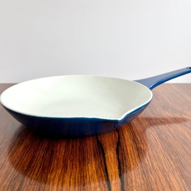 Copco Danish Modern Blue and White Enamel on Cast Iron Skillet Pan by Michael Lax 