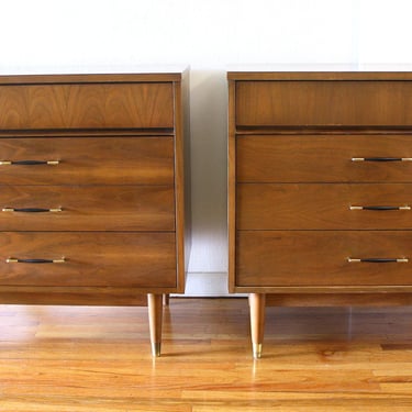 Mid Century Modern Bachelor Chest Dressers by Bassett