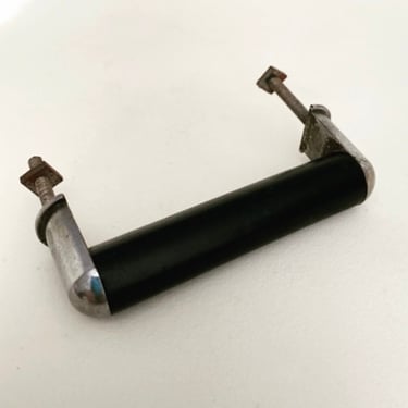 Art deco 1930s Vintage Black Bakelite  & chrome drawer pull handle by BakeliteBa