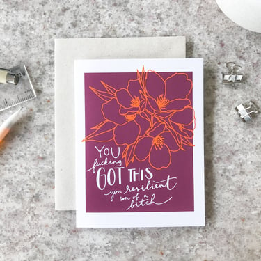 Greeting Card // You F*cking Got This // A2 Hand Lettered Encouragement Card 