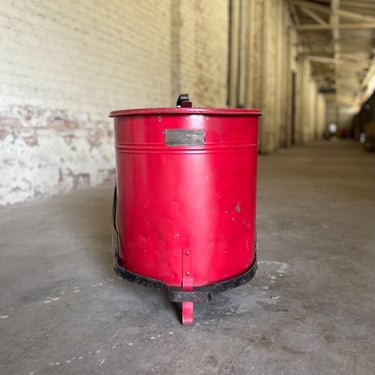 Industrial 1950s Factory Waste Rag Can Trash Receptacle 