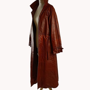 Friitala 1970s Cognac Brown Leather Coat - Finnish Vintage - Size S 