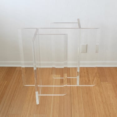 Les Prismatique Style Lucite Geometric Labyrinth Dining Table Base 