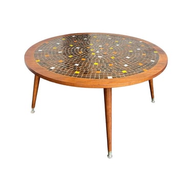 Free Shipping Within Continental US -, Vintage Mid Century Modern Coffee Table with Tile Pattern Top 