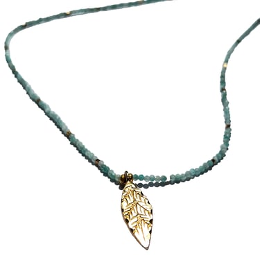 Debbie Fisher | Amazonite and Gold Vermeil beads with Gold vermeil charm Necklace