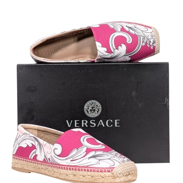 Versace - Pink Print Espadrille Flats Sz 9