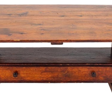Provincial French Pine Tavern Table-Bench, 19th c.