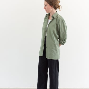 Vintage Sage Green Button Up Shirt | Cotton Blend Simple Blouse | S M | 