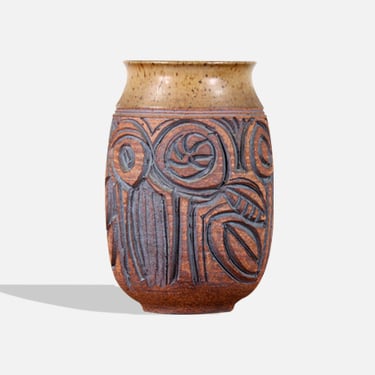 California Modern Studio Pottery Ceramic Stoneware Vase by Bruce Tomkinson