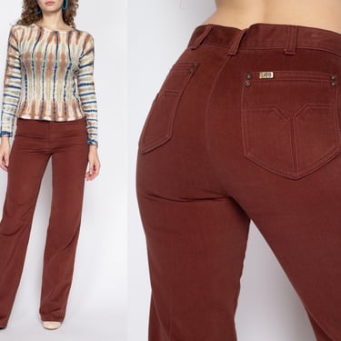 Sm-Med 70s Lee Rust Red Pants Unisex 30" | Vintage Mid High Rise Straight Leg Western Trousers 