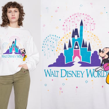 90s Walt Disney World Fireworks Sweatshirt Men's Large, Women's XL | Vintage Mickey Mouse Graphic Cartoon Crewneck 