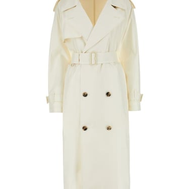 Burberry Women Ivory Silk Trench Coat