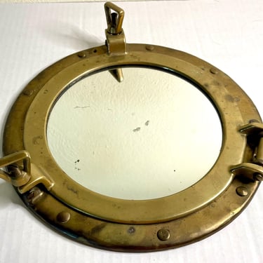 Vintage Brass Porthole Mirror 