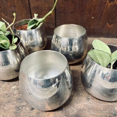 Silver Tea Cups | Small Silver-plated Cups | Vintage Silver | Small Cactus Planters | Antique Silverplate | Tarnished | Shabby Chic Towle 