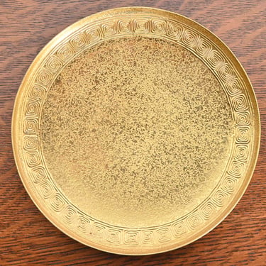 Tiffany Studios New York Bronze Doré Plate With Greek Key Design