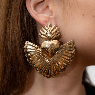 Brass Sacred Heart Earrings