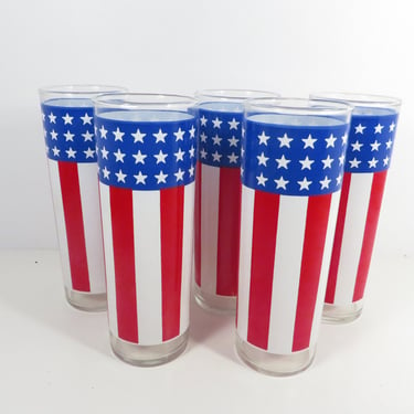 Vintage Libbey Glass American Flag Tumblers 