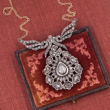 Winged Rose Cut Diamond Statement Necklace c1900