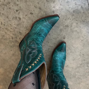 VTG 90s Justin Turquoise Cowboy Boots 