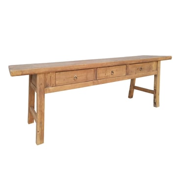 96”w Natural Antique Console Table with 3 Drawers by Terra Nova Designs Los Angeles 