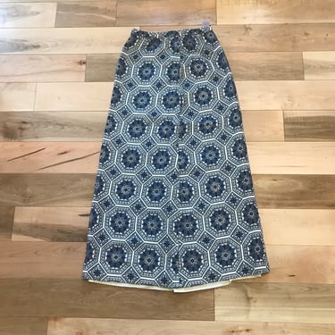 Snowflake Maxi Skirt • Metallic Silver Blue & White Brocade • 1970s Full Length Skirt • Nelly De Grab • Christmas • Holiday • NYE Formal 