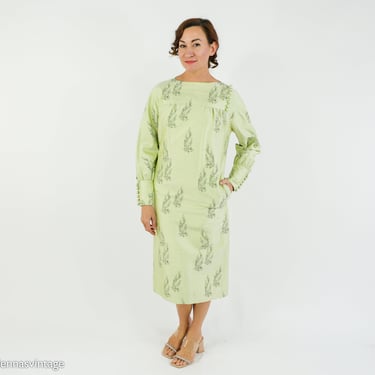 1960s Green Silk Dress | 60s Light Green Silk Shift Dress | Alice Koza | Medium 