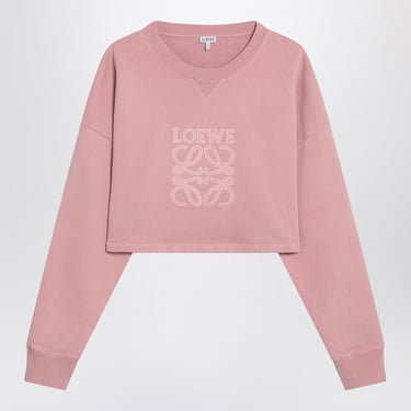 Loewe Cropped Pink Sweatshirt In Cotton Women