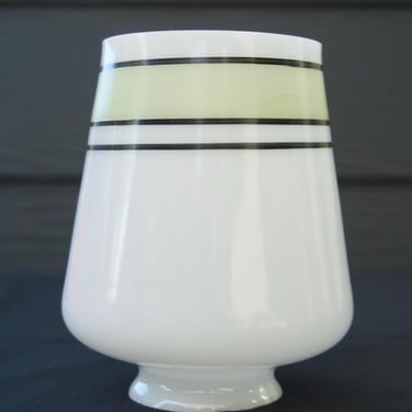 SCHOOL HOUSE SHADE - Sage Green Stripe Milk Glass Straight Bell 2.25