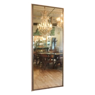 1920s Nickel Plated Brass Silvered Full Length Mirror Door