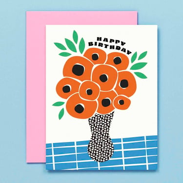 Birthday Poppy Bouquet Card