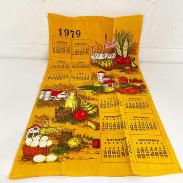 Vintage 1979 Linen Tea Towel Cotton Kitchen Mid-Century 70s 1970s MCM Birthday Gift NOS Deadstock 