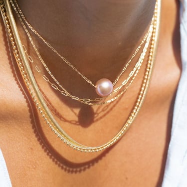 Single Floating Pink Pearl Necklace - Lokapele 