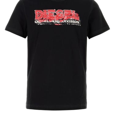 Diesel Men Black Cotton T-Diegor T-Shirt