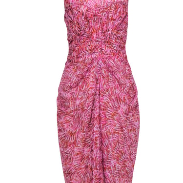 BCBG Max Azria - Pink & Orange Print Sleeveless Midi Dress Sz 8