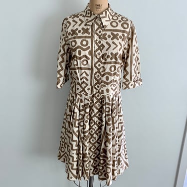 Moschino cheap & chic vintage drop waist batik print dress-size 12 