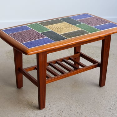 Small Mid-Century Modern Tile End Table (A) 