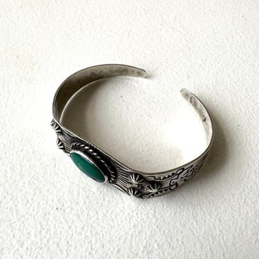 VINTAGE FRED HARVEY SILVER AND TURQUOISE BRACELET