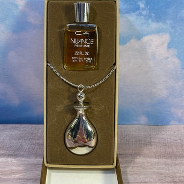 Coty Nuance Perfume Retired Gift Set Silver Perfume Bottle Long Necklace .22 Fl Oz Nuance Perfume New Old Stock Mint Condition Gift for Her 