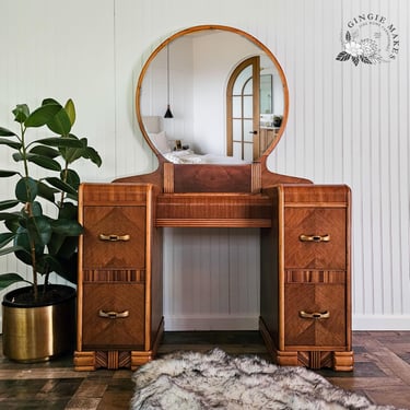 Restored Art Deco Waterfall vanity/desk. Read ENTIRE listing prior to purchasing for Shipping Info. 