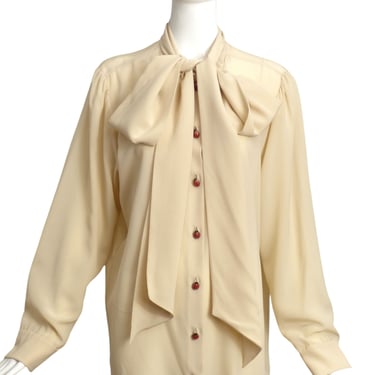 GUCCI- NWT Ivory Silk Pussy Cat Bow Blouse, Size 12