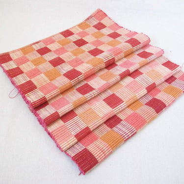 Vintage Pink Orange Checkerboard Placemats set of 4 -  Woven Cotton Boho Rectangle Placemats - Fabric Cloth Placemats Decor 