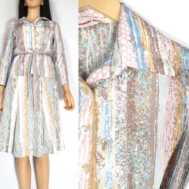 Vintage 60s/70s Marbled Print 2 Piece Skirt Set Size XS/S 