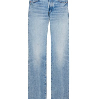 Saint Laurent Paris Women Jeans A Vita Bassa In Denim Blu Sicilia