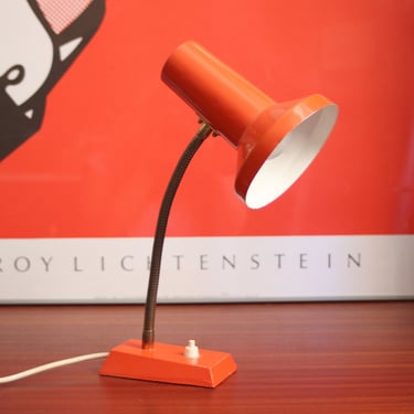 Space age 70s vintage orange gooseneck desk lamp. 