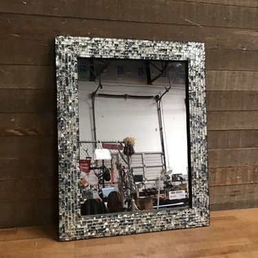 Cobalt Blue &amp; Silver Mosaic Mirror (Tacoma)