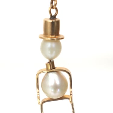 14K Gold & Pearl Top Hat Figure Charm