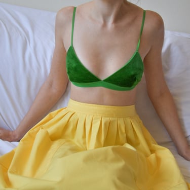 2382t / deadstock yellow cotton midi skirt / us 12 
